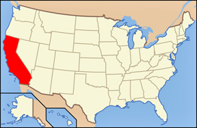 USA map showing location  of California